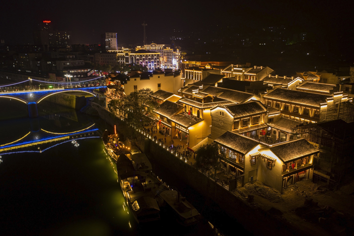 洪江古商城夜景图片图片