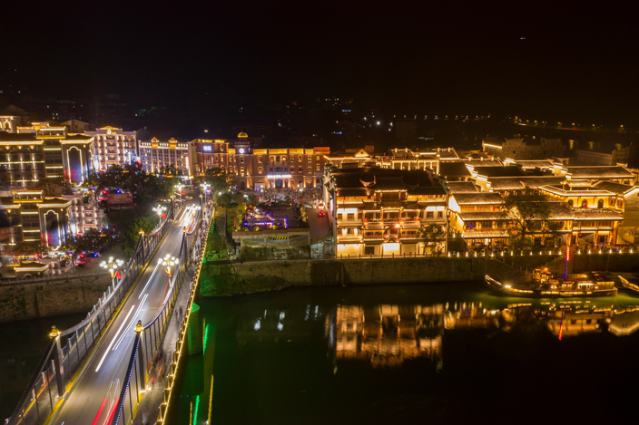 洪江古商城夜景图片图片